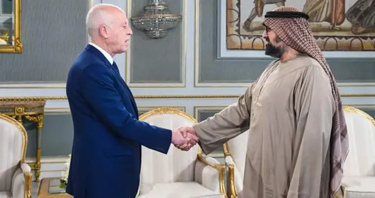 اجتماع الرئيس التونسي السيد قيس سعيد مع السيد زايد بن عويضة العضو المنتدب لشركة ورلد انفستمنتس
